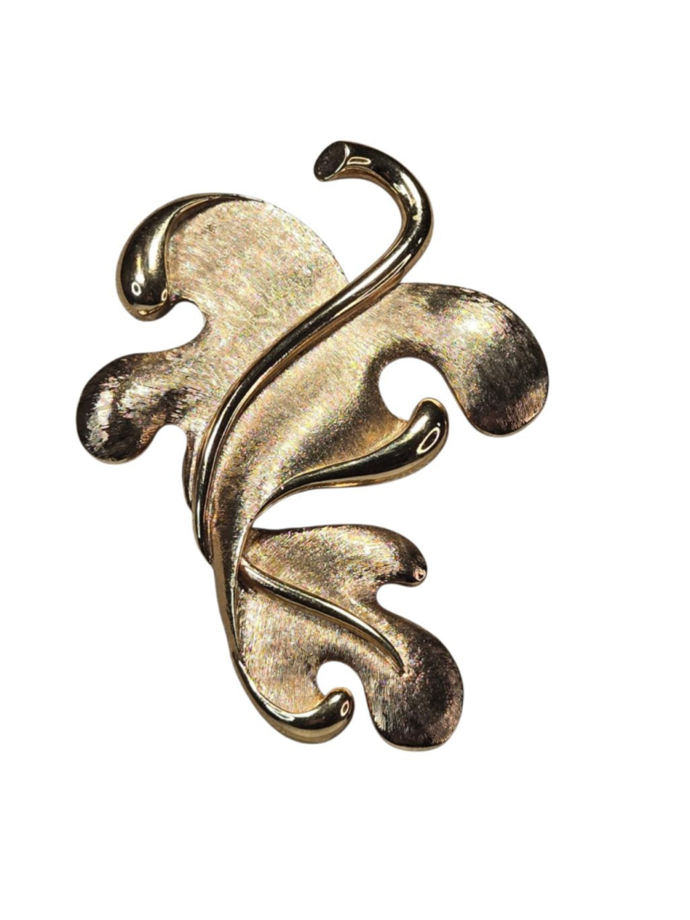 Vintage Monet Gold Tone Art Deco Oak Leaf Brooch Pin Fall Autumn Seasonal